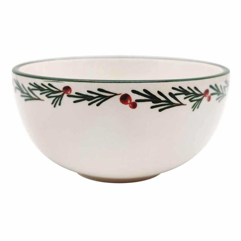 Honeybloom White & Green Holly Cereal Bowl, 6" | At Home