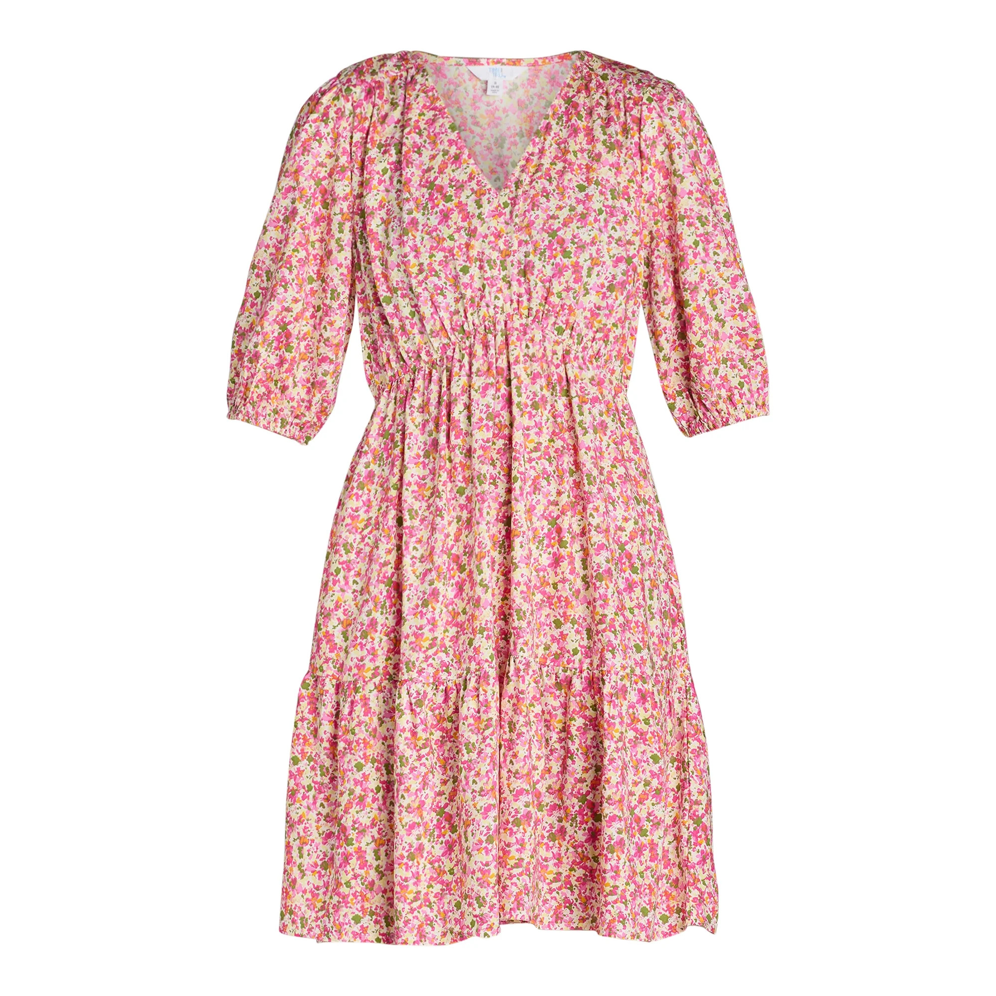 Time and Tru Women's Puff Sleeve Mini Dress, Sizes XS-XXXL | Walmart (US)