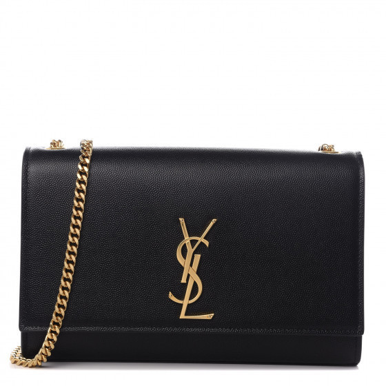 SAINT LAURENT Grain De Poudre Medium Classic Monogram Kate Satchel Black | Fashionphile