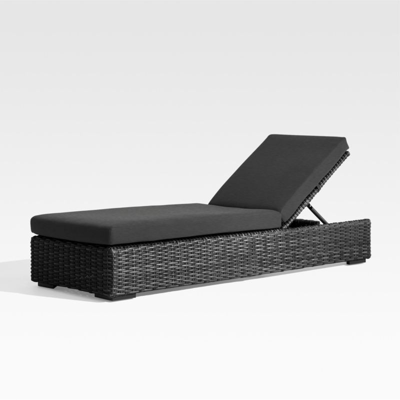 Abaco Resin Wicker Charcoal Grey Outdoor Chaise Lounge with Charcoal Sunbrella Cushion + Reviews ... | Crate & Barrel