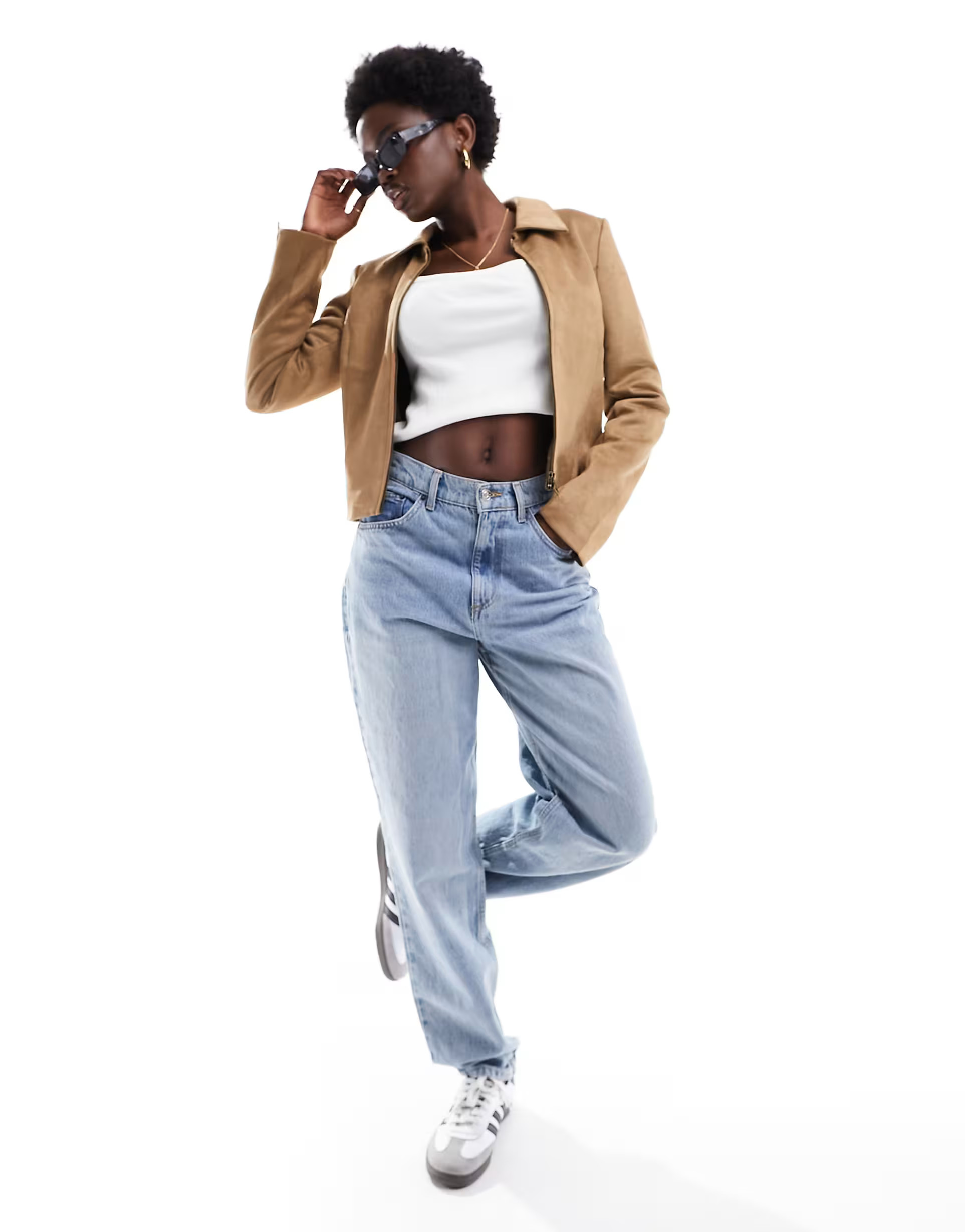 Cotton On faux suede fitted jacket in tan | ASOS (Global)