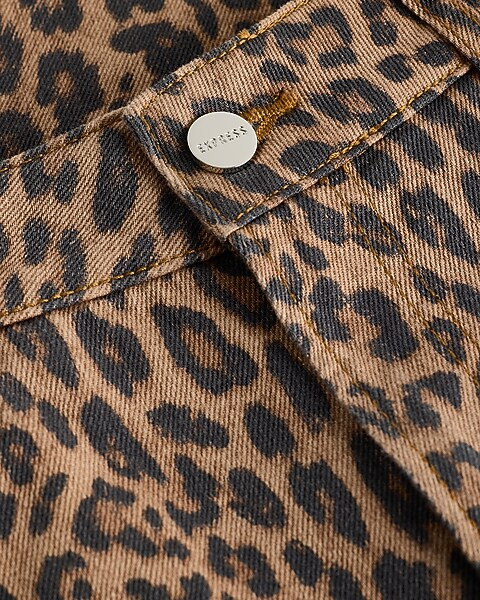 Low Rise Leopard Relaxed Straight Jeans | Express