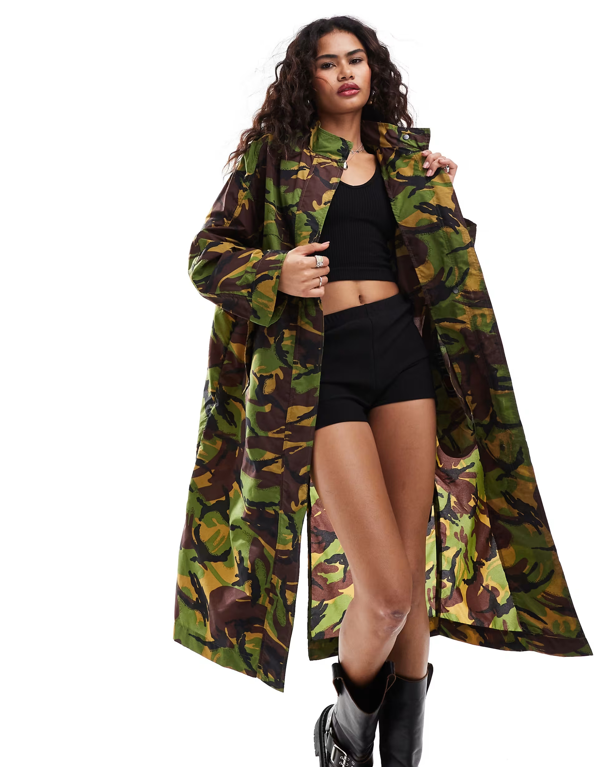 AllSaints Daneya lightweight parka in green camo | ASOS (Global)