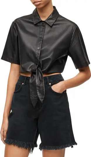 Evady Crop Leather Shirt | Nordstrom
