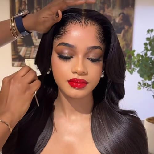 Natural Black Transparent Lace Front Wig with Baby Hair Long Straight 13X4 HD Lace Wig Glueless H... | Amazon (US)