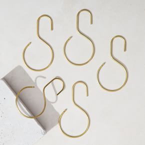 Quiet Town Shower Curtain Rings - Brass | West Elm (US)