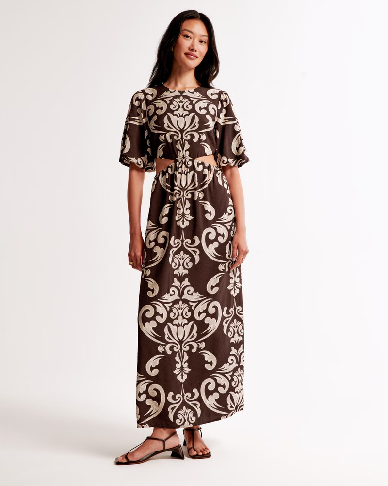 Women's Short-Sleeve Cutout Maxi Dress | Women's Dresses & Jumpsuits | Abercrombie.com | Abercrombie & Fitch (US)