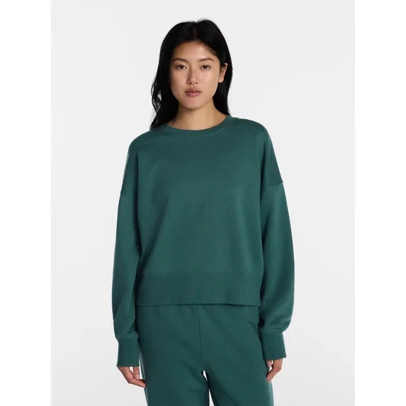 No Boundaries Boxy Fleece Sweatshirt, Midweight, Women's XXS-XXL | Walmart (US)