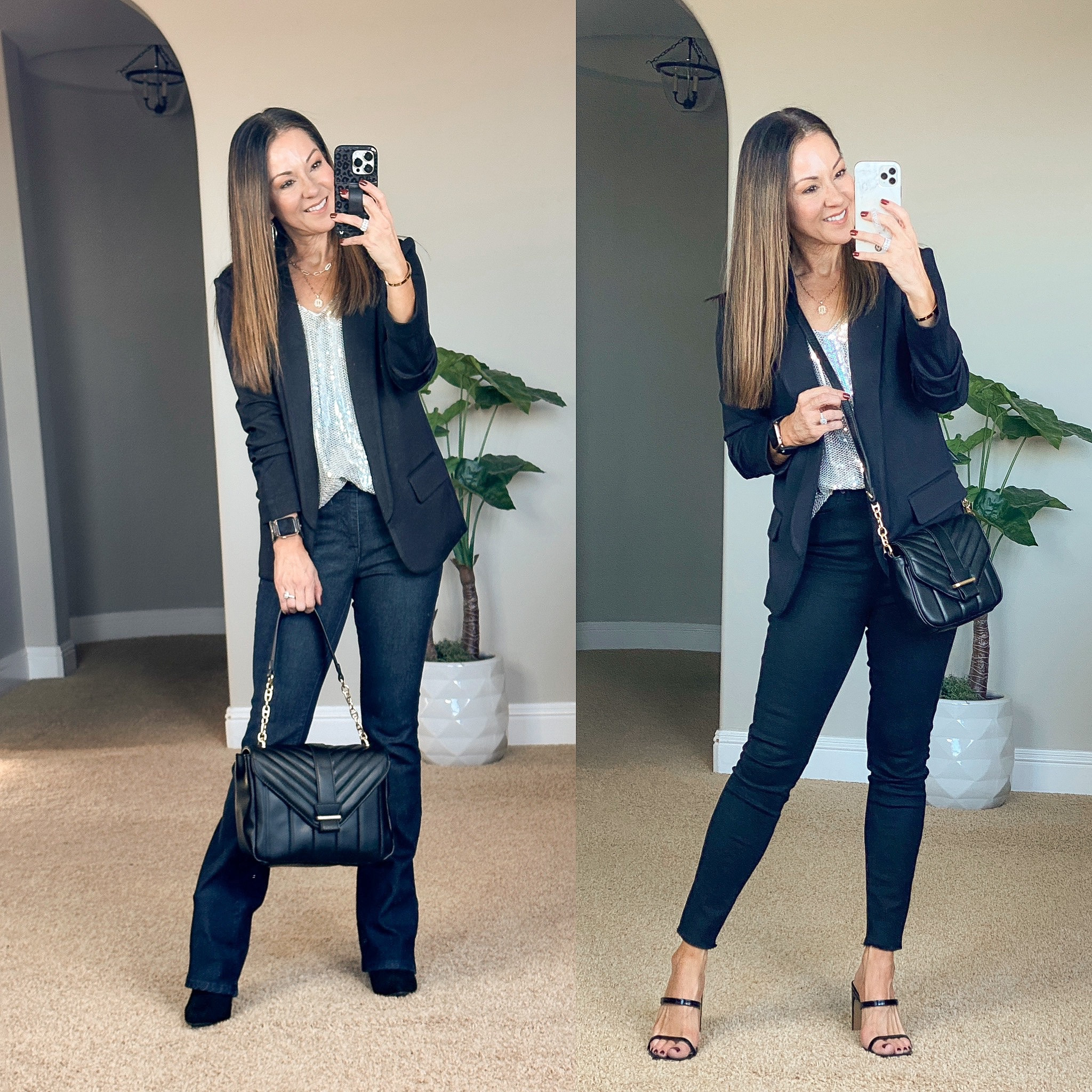 Petite friendly blazer and jeans outfits ideas from @walmartfashion #walmartpartner
Black skinny Jeans size 0 short. Dark wash bootcut jeans 0 short Scuba blazer size xs, sequin blazer xs cute crossbody & satchel. 
Booties tts

#LTKunder50 #LTKstyletip #LTKsalealert