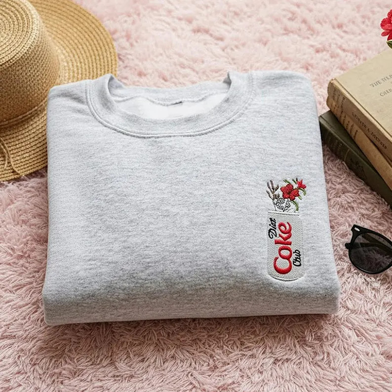 Diet Coke Sweatshirt, Embroidered Floral Soda Crewneck, Cute Pop Drink Aesthetic, Cozy Casual Pul... | Etsy (US)