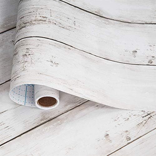 White Gray Wood Wallpaper 17.71" X 118" Peel and Stick Removable Decorative Vintage Wood Grey Pla... | Amazon (US)