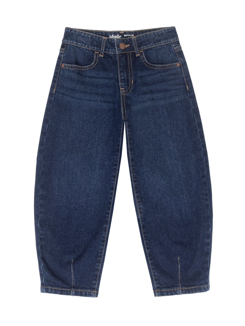 Wonder Nation Girls Ankle Length Barrel Jeans, Sizes 5-18 | Walmart (US)
