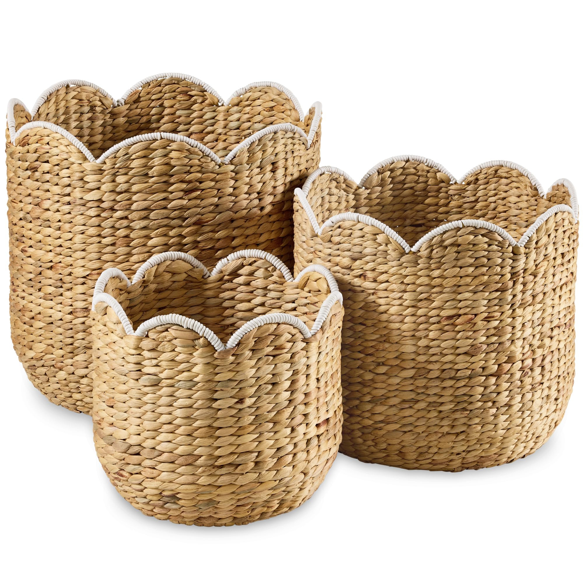 Best Choice Products 3pc Water Hyacinth Scalloped Multipurpose Nesting Baskets, Storage Bin Organ... | Amazon (US)