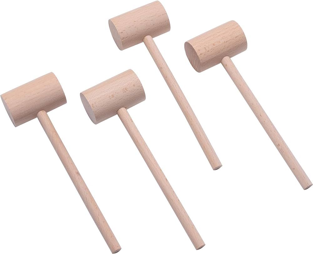 4 Pcs Wooden Crab Lobster Mallets Seafood Hammers, Solid Natural Beechwood | Amazon (US)