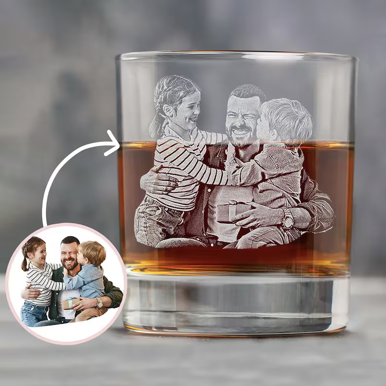 Custom Father's Day Gift for Dad, Engrave Your Favorite Photo on Whiskey Glass - Etsy | Etsy (US)