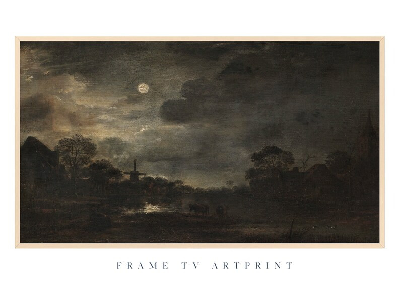 Samsung Frame TV Art Vintage  full Moon Twilight - Etsy | Etsy (US)