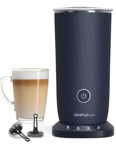 SIMPLETASTE Milk Frother, 4-in-1 Electric Milk Frother and Steamer, Automatic Warm and Cold Foam Maker and Milk Warmer for Latte, Cappuccinos, Dark Blue | Amazon (US)