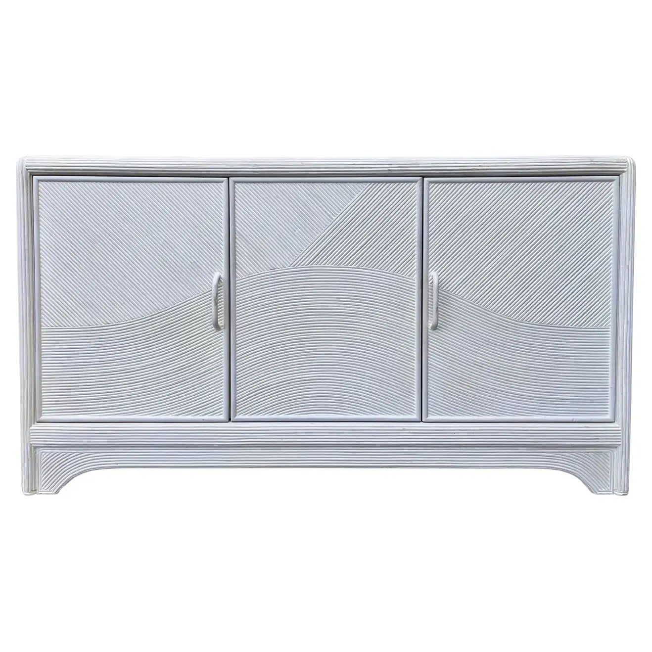 Coastal Style Pencil Reed Sideboard/ Credenza in the Gabriella Crespi Manner | 1stDibs