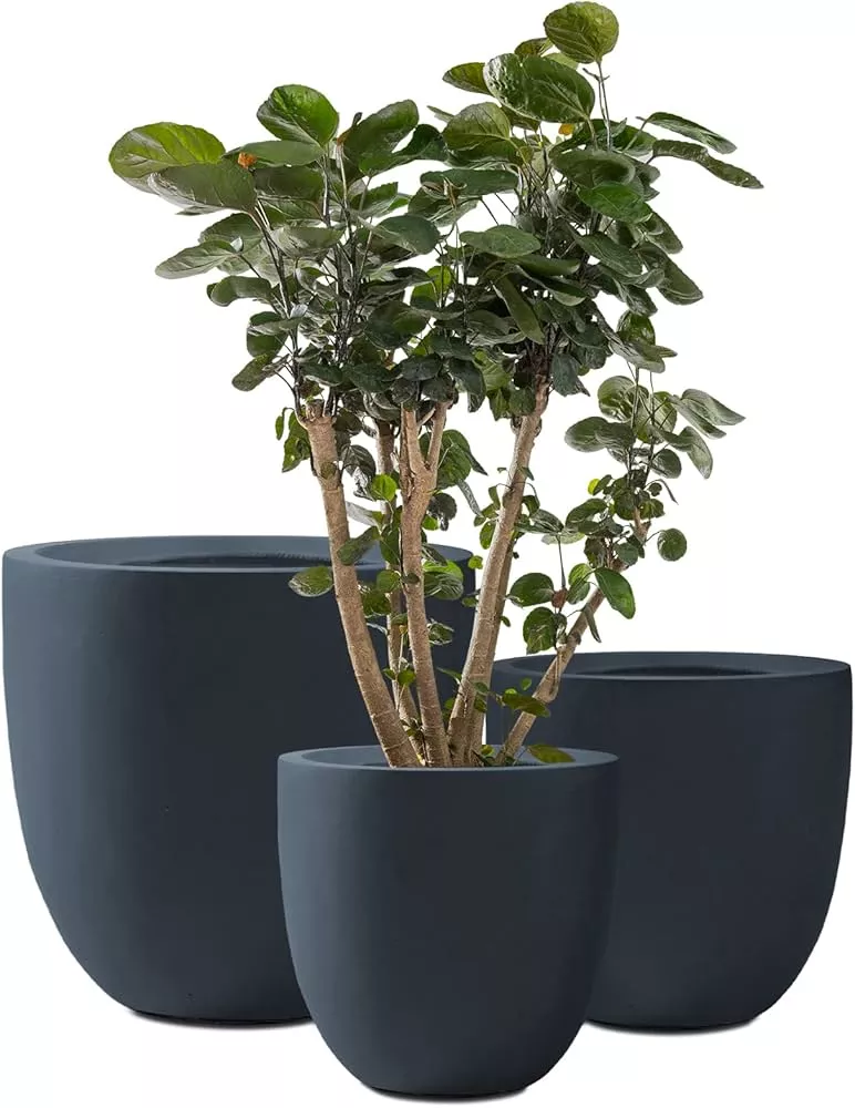 Shore Polyterrazzo Black Indoor/Outdoor Modern Stone Planters