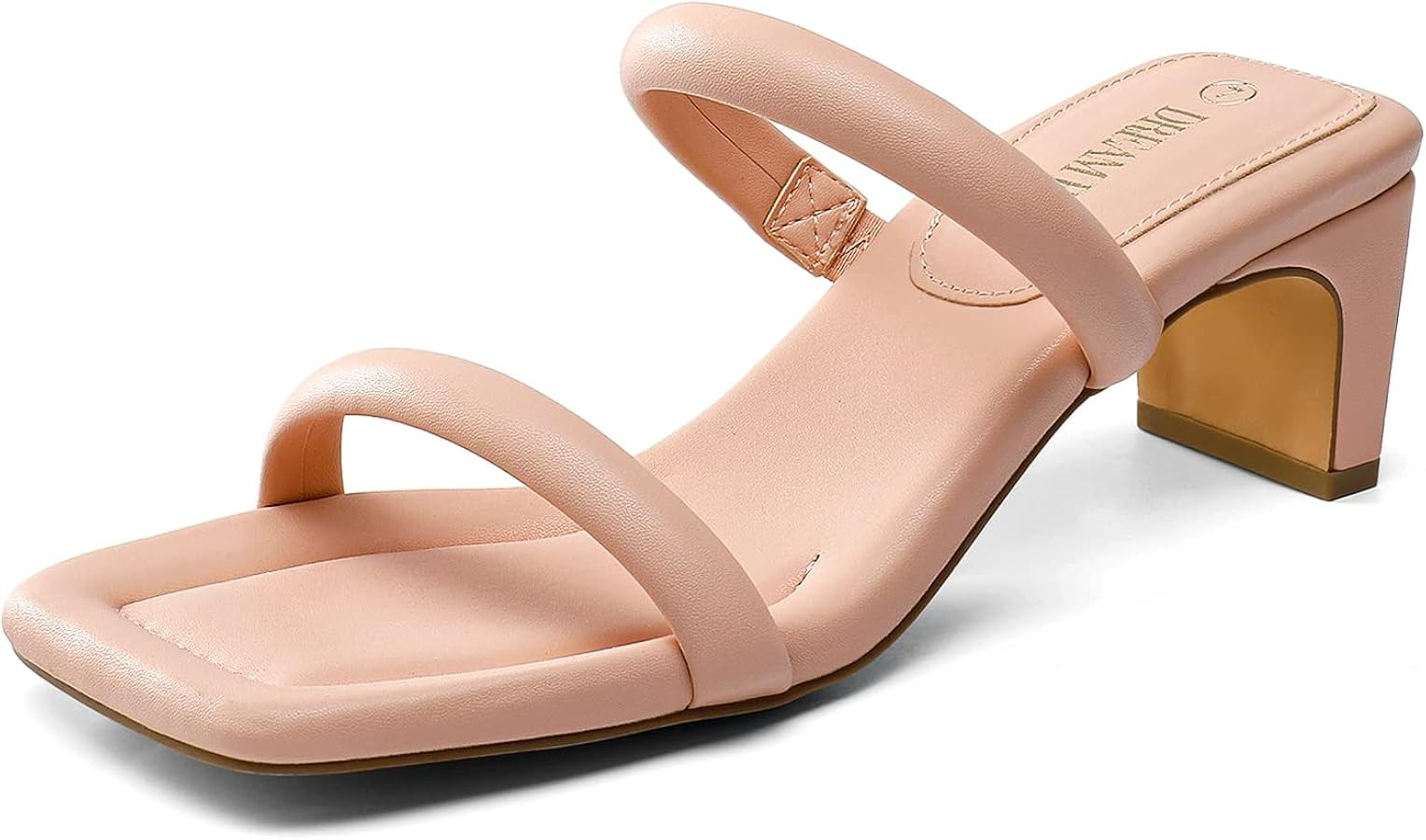 DREAM PAIRS Women's Square Toe Heels for Women Two Strap Open Toe Low Block Chunky Heels Sandals ... | Amazon (US)