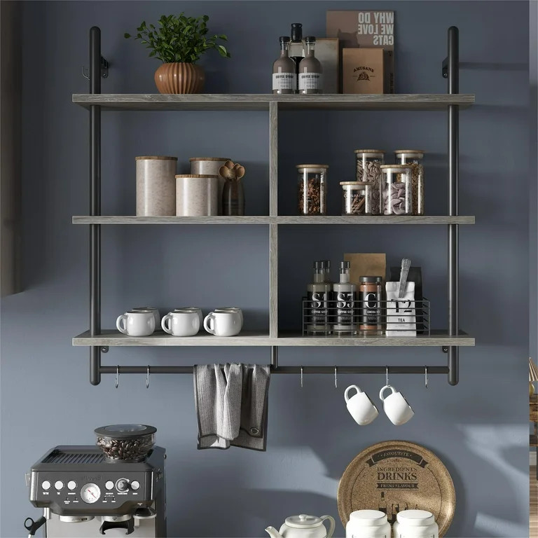 Bestier 41" Industrial Pipe Shelves Wall Mount, 3-Tier Floating Shelves for Kitchen Bedroom Bathr... | Walmart (US)