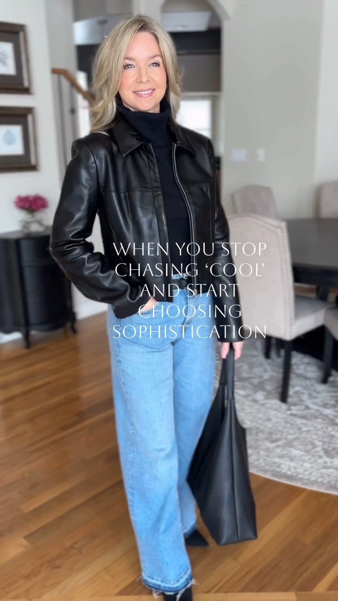 I don’t mind a flashy leather jacket with lots of zippers but this clean, classic jacket will take you through a whole season in so many different outfits! 

You don’t have to have a massive wardrobe; you just need the right pieces!

How to style a faux leather blazer without trying too hard:

The Weekend: Hoodie + Sweats (Elevated chill)

The 9-to-5: Camel sweater + Silk scarf (Texture play)

The Night Out: Turtleneck + Satin skirt (Sleek & chic)

The Everyday: Denim + Classic turtleneck (The uniform)


classic style, timeless fashion, over 40 style, over 50 fashion, quiet luxury aesthetic, elegant everyday outfit, sophisticated blazer style, capsule wardrobe essential, polished minimalist style, refined feminine fashion, ageless style, chic wardrobe staples, elevated basics, high-end aesthetic, timeless silhouette, classy outfit inspiration, feminine classic style, midlife fashion, understated luxury, sophisticated woman style

#LTKWorkwear #LTKOver40 #LTKootd