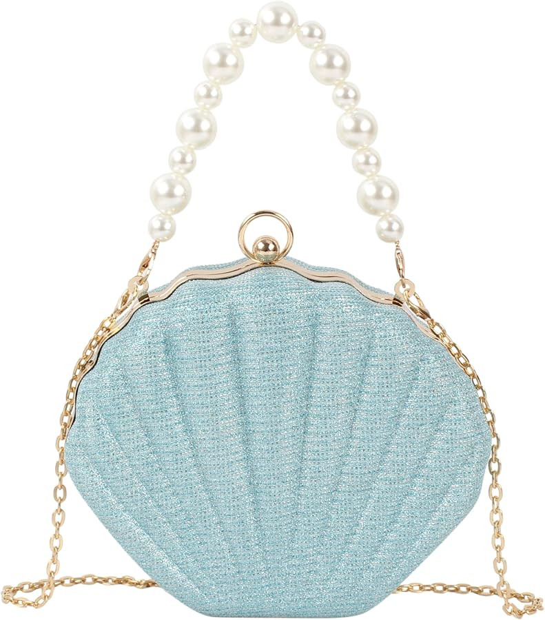 Women Seashell Evening Bag Purse Mermaid Chain Strap Clutch Handbag Shoulder Bag | Amazon (US)