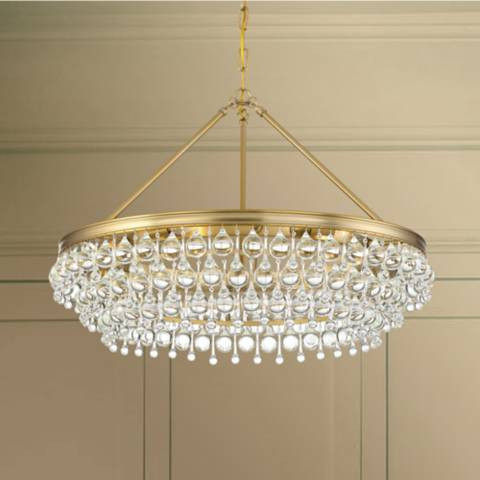 Crystorama Calypso 30" Vibrant Gold and Crystal Teardrop Chandelier | Lamps Plus