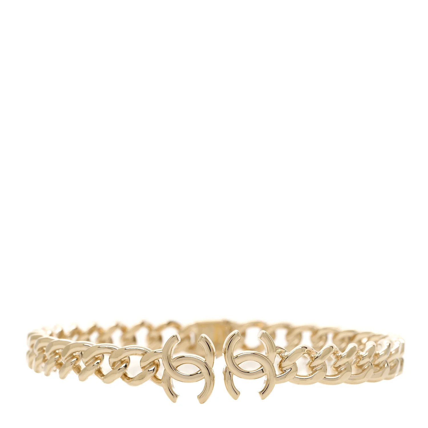 Metal CC Chain Link Choker Necklace L Gold | FASHIONPHILE (US)