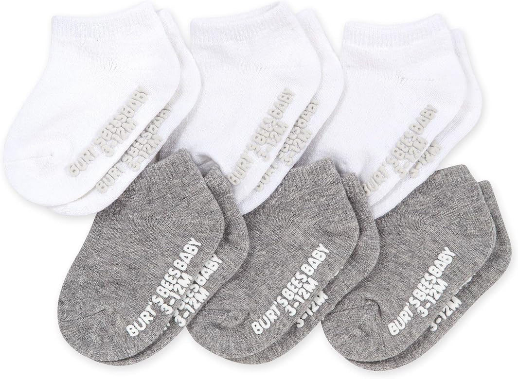 Burt's Bees Baby unisex-baby Socks, 6-pack Ankle Or Crew With Non-slip Grips, Made With Organic C... | Amazon (US)