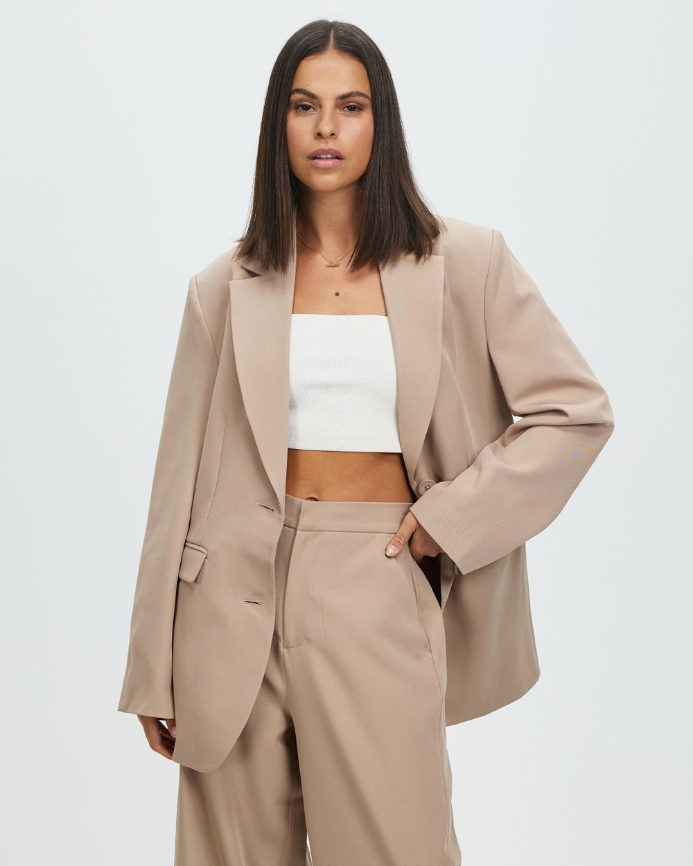 Atmos&Here - Lina Oversized Blazer - Blazers (Taupe) Lina Oversized Blazer | THE ICONIC (AU & NZ)