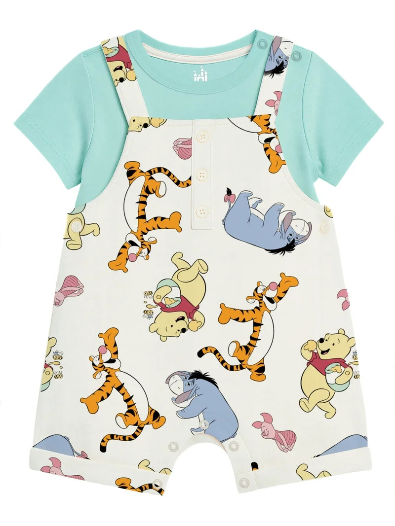 Winnie The Pooh Baby Boy 2 Piece Shortall Set, Sizes 0-24 Months | Walmart (US)