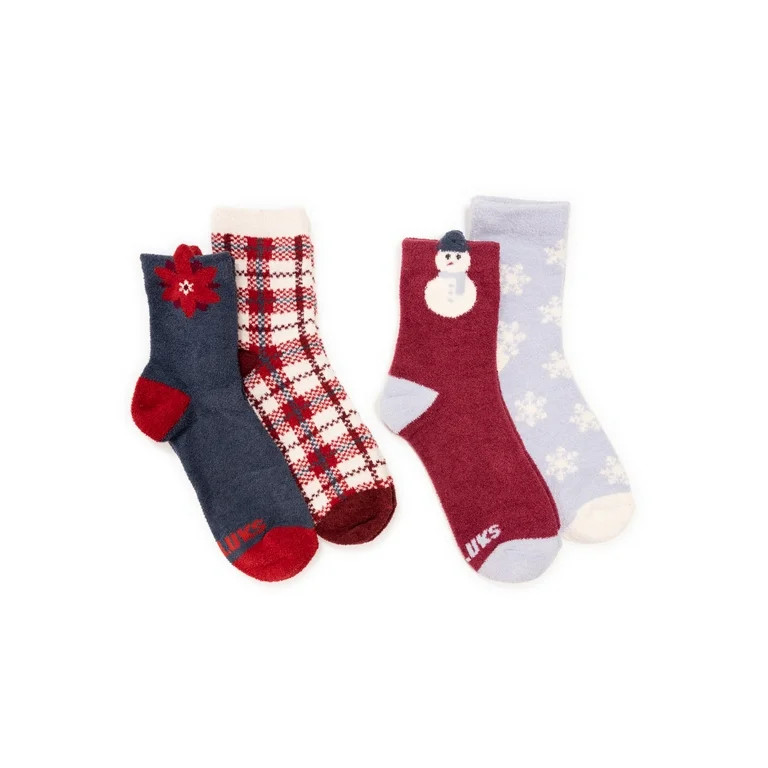 MUK LUKS Women's Cozy Crew Sock Snowflakes Gift Box Set, 4-Pack, Fits Shoe Sizes 6-10 - Walmart.c... | Walmart (US)