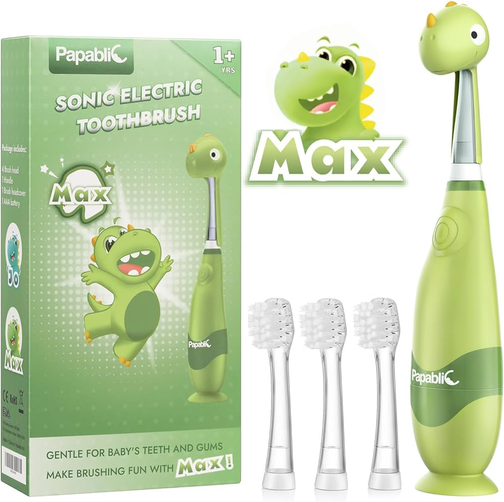 Papablic Toddler Sonic Electric Toothbrush for Ages 1-3 Years, Baby Electric Toothbrush with Cute... | Amazon (US)