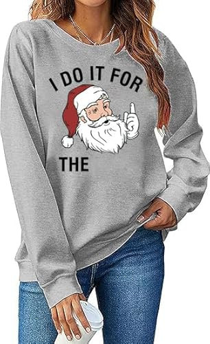 Eatbook Christmas Sweatshirts for Women Merry Xmas Santa Snowman Shirts Cute Graphic Holiday Pullover Top Outfits Gift Grey | Amazon (US)