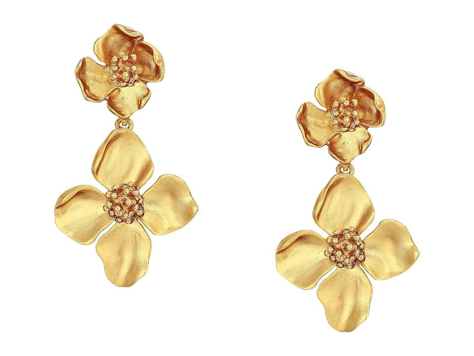 Oscar de la Renta Gold Flower Drop C Earrings (Gold) Earring | Zappos