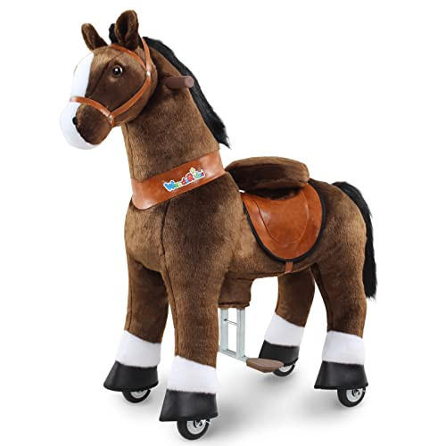 WondeRides Ride on Horse Toy, Pony Cycle Kids Ride on Toy (Small Size 3, 30.1 Inch Height) for Toddlers Boy 3 to 5 Years Old, Pony Ride on Plush Walking Animal Mechanical Riding Chocolate Horse M346 | Amazon (US)