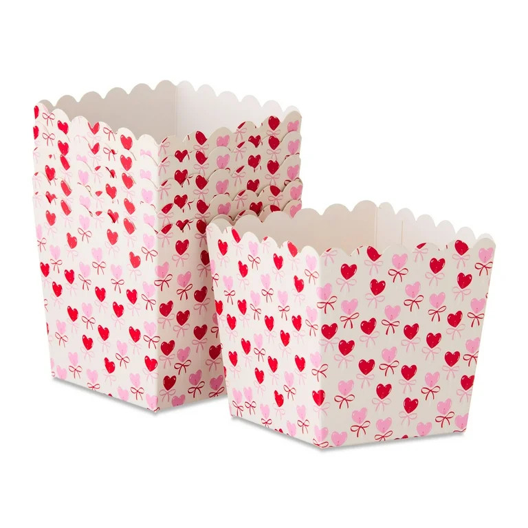 Mini Heart Treat Boxes, Red, Pink, and White, 6 Count, Valentine's Day by Way To Celebrate | Walmart (US)