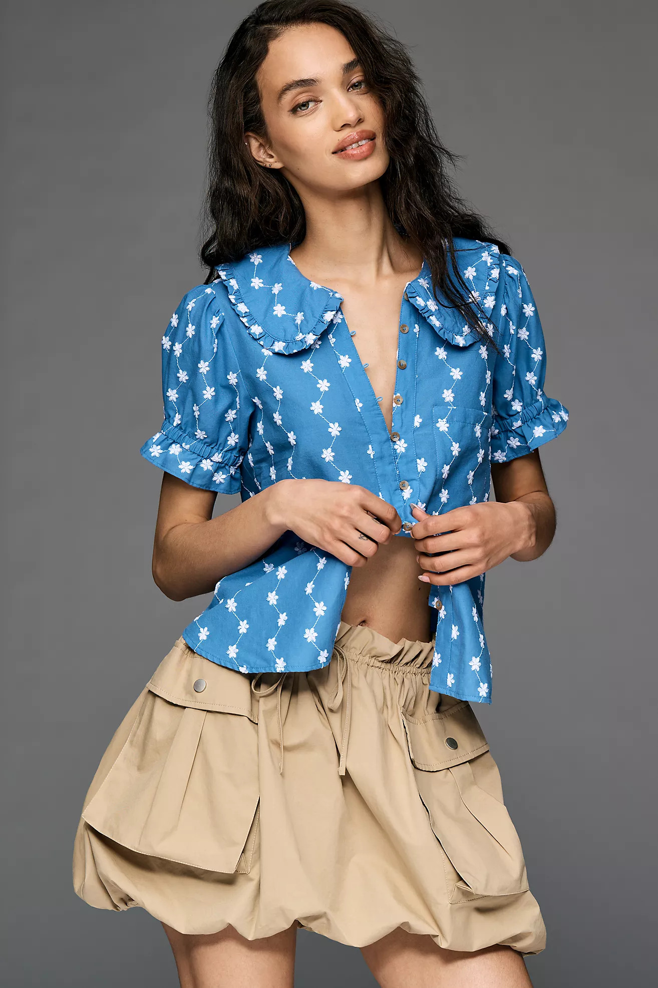 The Keira Embroidered Blouse by Pilcro | Anthropologie (US)