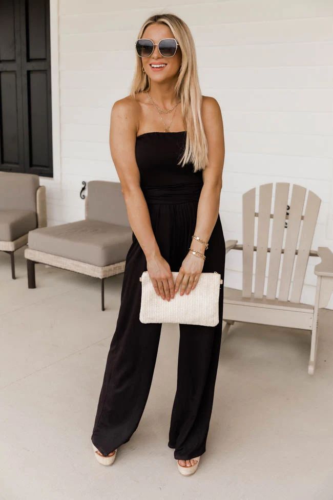 Back To Basics Strapless Knit Black Jumpsuit | The Pink Lily Boutique