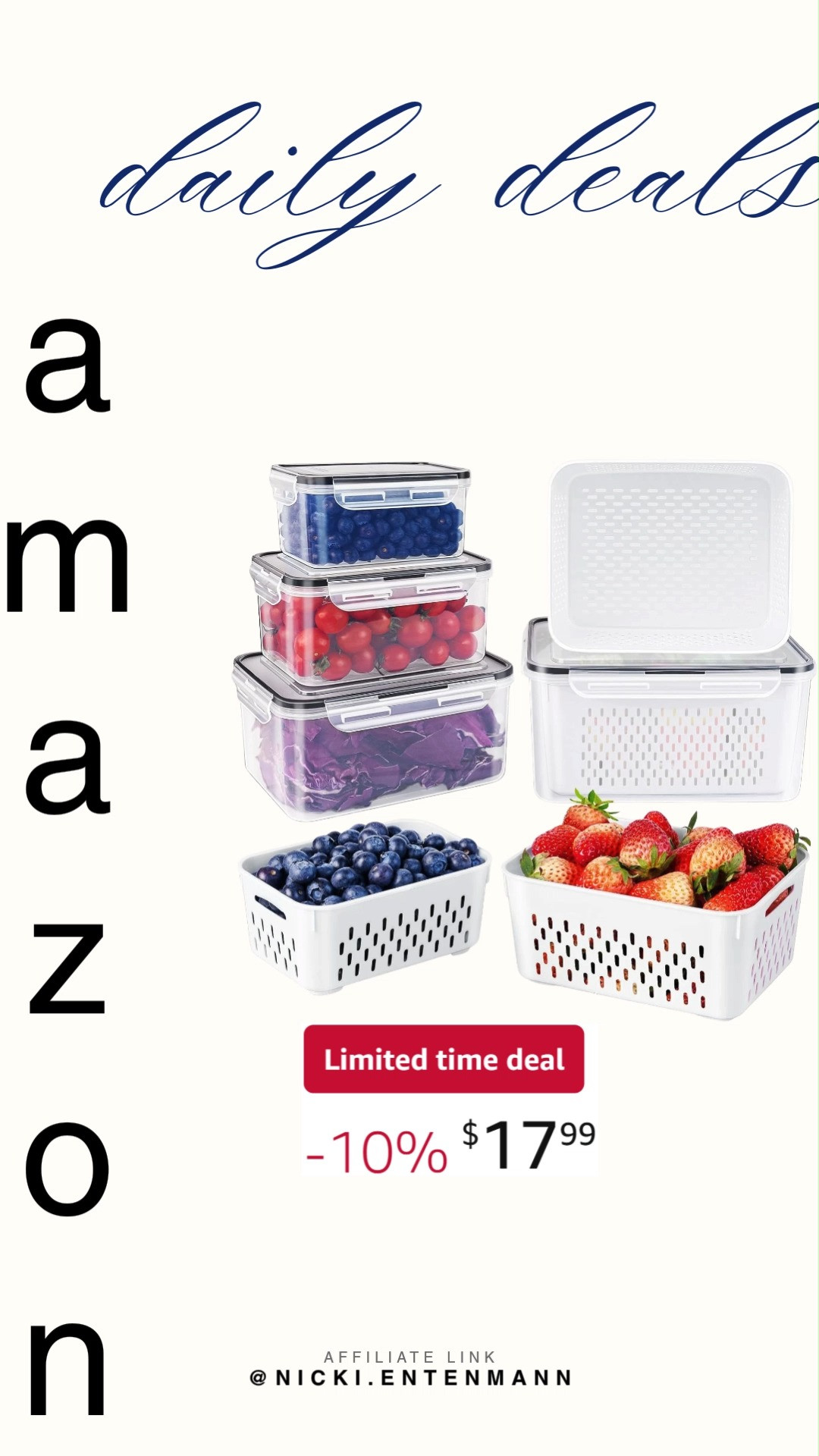 Fruit Storage Containers for fridge with removable colander keep produce fresh, rinsed, and ready to grab. Smart design makes healthy snacking simple while keeping your fridge organized and cheerful! 🍓🥝🥬  

#fruitstorage #fridgeorganization #kitchenessentials #foodstorage #producecontainer #kitchenmusthave #mealprep #healthyrecipes #kitchenhacks #homeorganization 

 #LTKfoodie #LTKHome #LTKSaleAlert