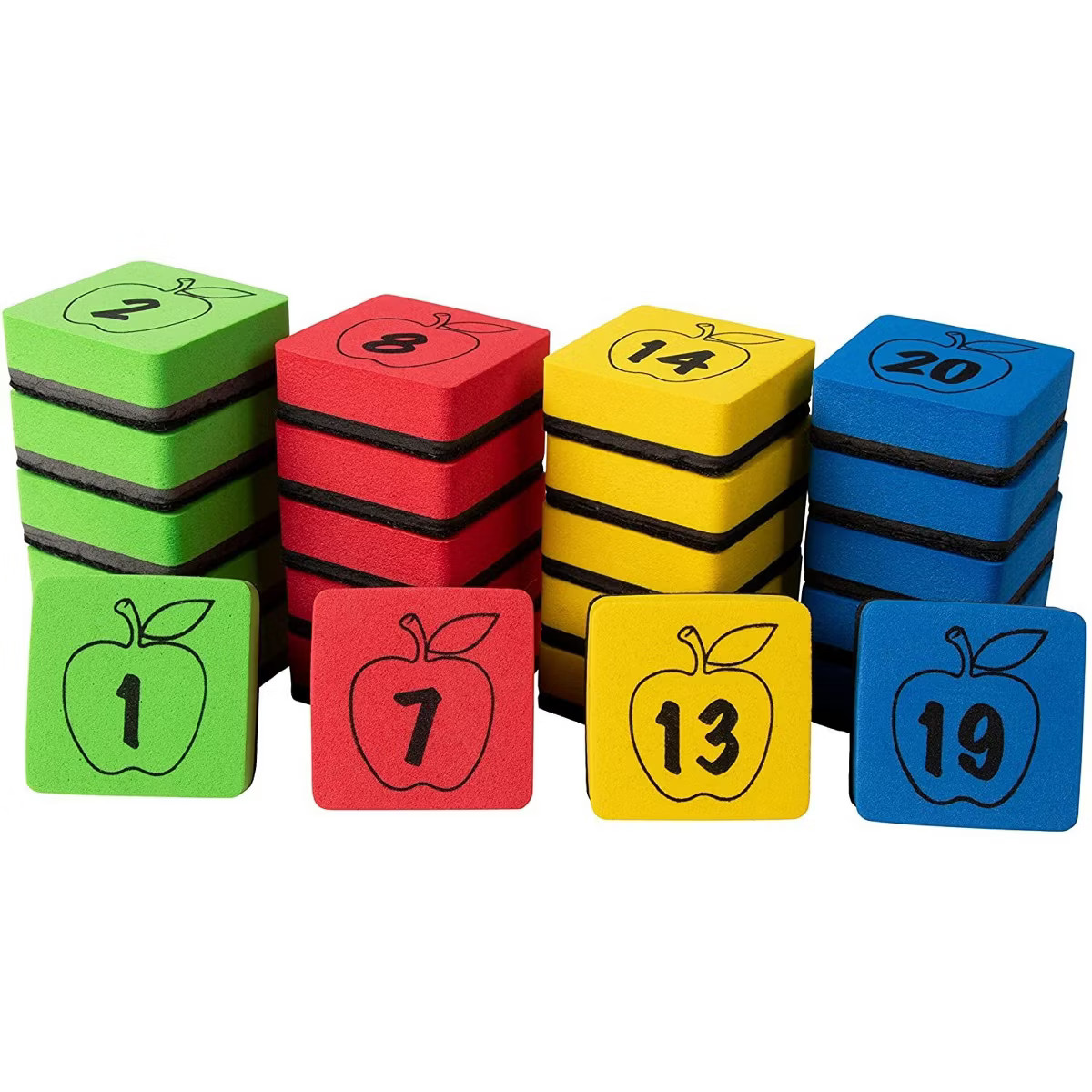 Juvale 24 Pack Numbered Magnetic Mini Dry Erase Erasers for Teachers, Classroom Whiteboard, Schoo... | Target