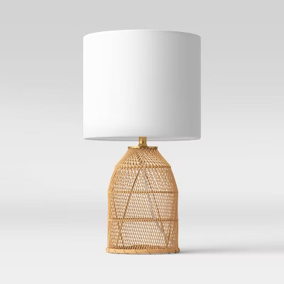 Rattan Diagonal Weave Table Lamp Tan - Opalhouse™ | Target