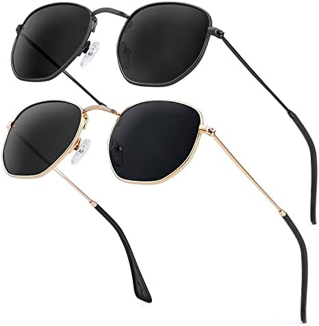 KALIYADI Sunglasses for Women and Men, Polarized Square UV Protection, Trendy Metal Frame Hexagon... | Amazon (US)