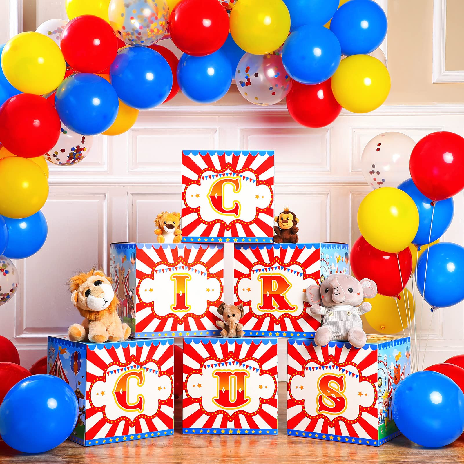 Yexiya Carnival Circus Theme Party Decorations 6 Pcs Large Circus Party Favors Boxes Blocks Birth... | Amazon (US)