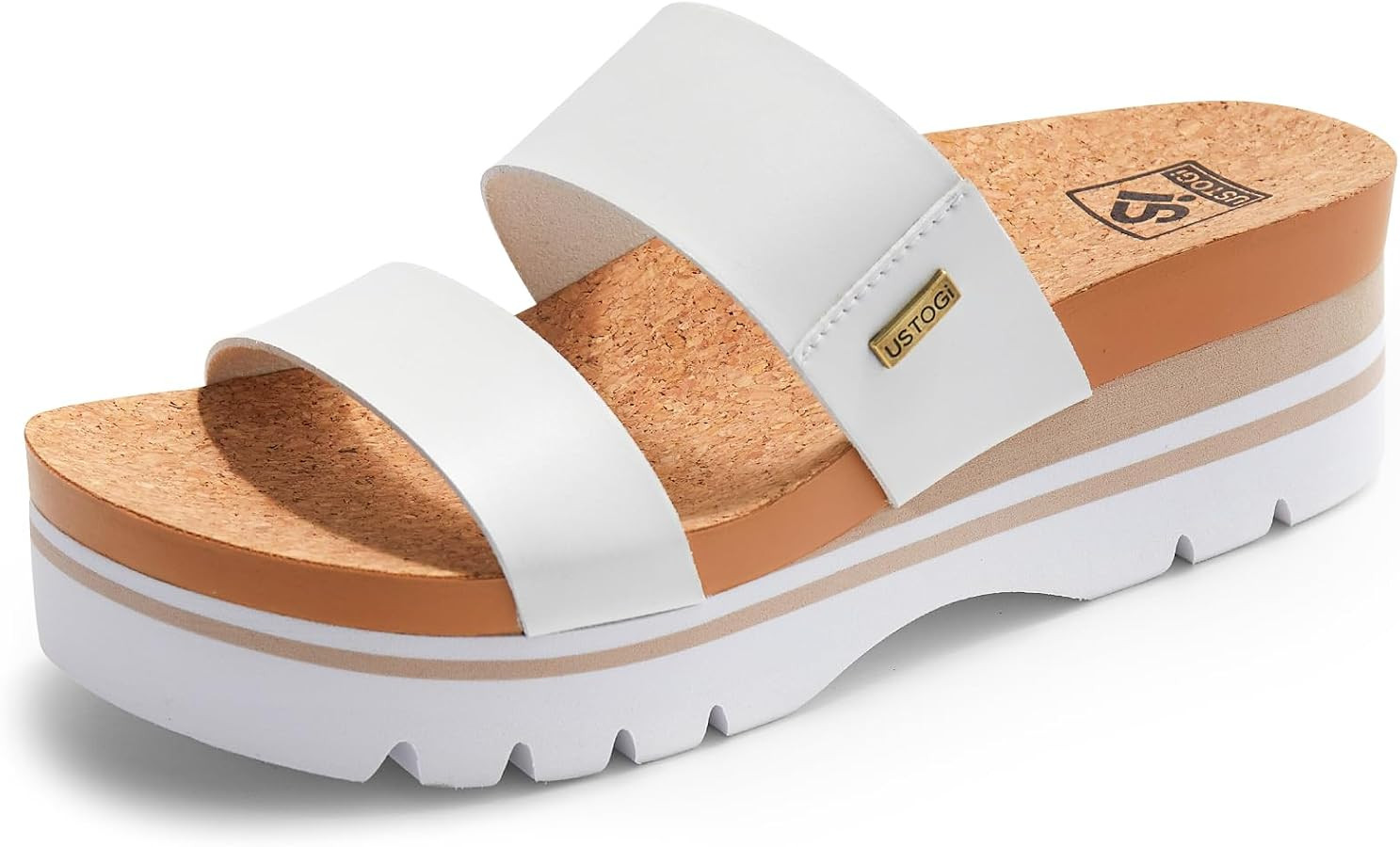 Women's Higher Platform Sandals Arch Support Beach Slides for Woman Orthotic Summer Causal Cork F... | Amazon (US)