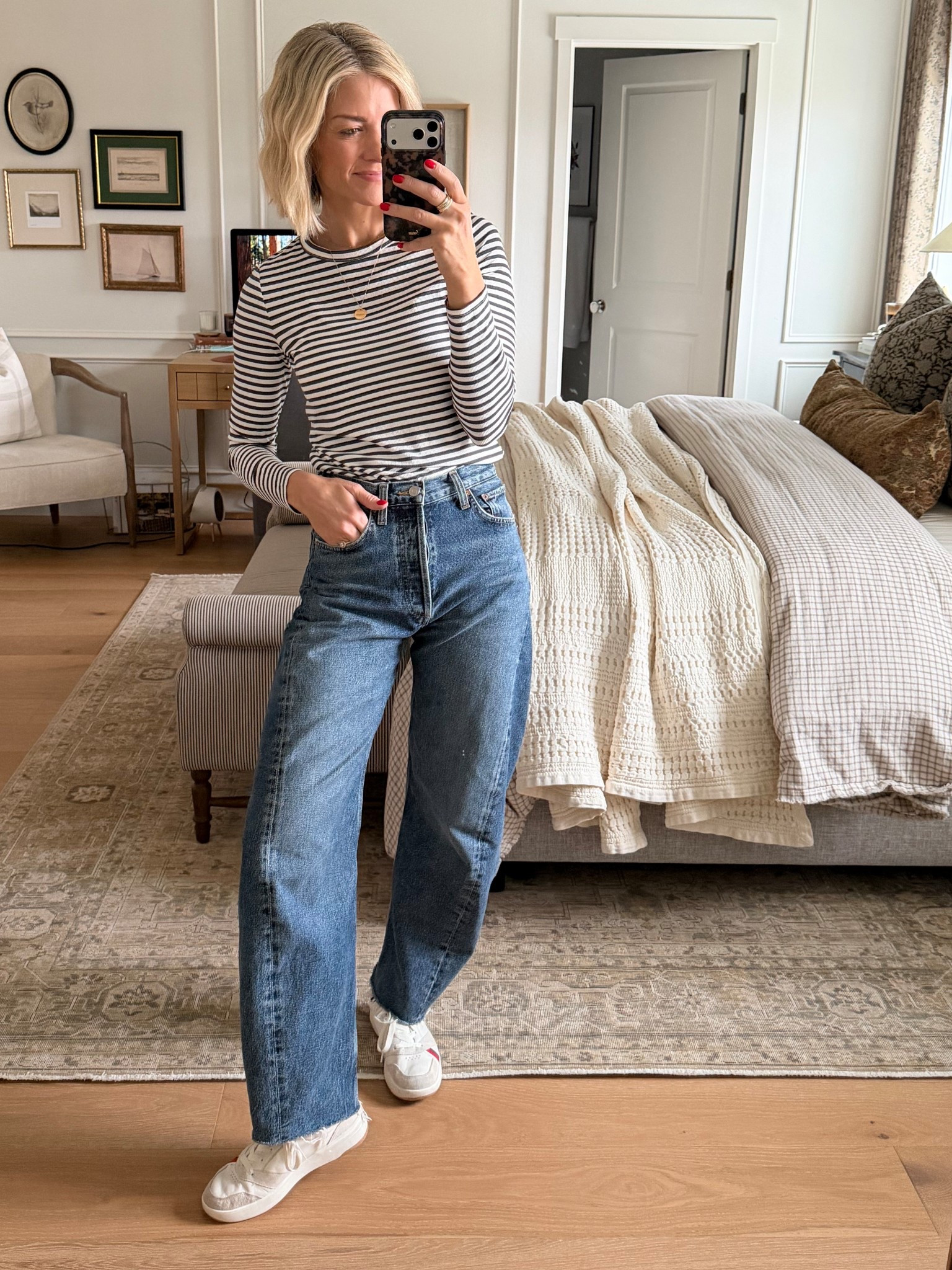 I grabbed another one of these Walmart tees, couldn’t help it. I sized up to a medium. It is the coziest layering basic. Works well tucking into barrel jeans! Wearing my favorite jeans. I own them in 3 colors!

#LTKOver40 #LTKFindsUnder50 #LTKmomlife