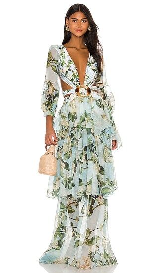 Floral Long Sleeve Beach Dress in Sky | Revolve Clothing (Global)