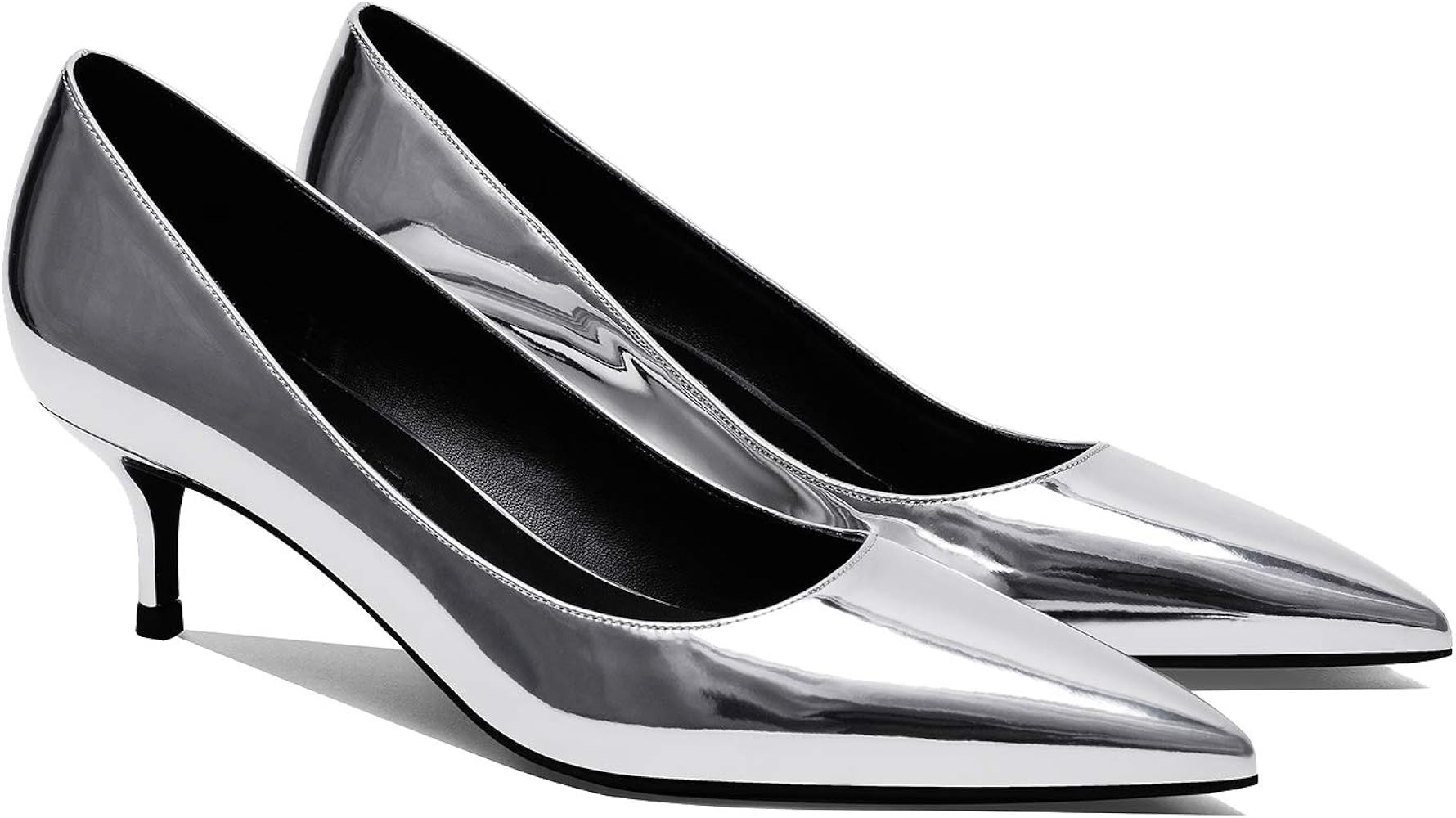 MOOMMO Kitten Heel Pumps Pointed Toe Satin Slip On 2 Inch Mid Heel Dress Shoes Classic Work Pumps... | Amazon (US)