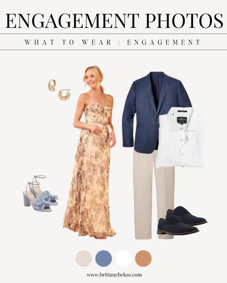 A styled engagement photo outfit for a downtown engagement in summer / fall. Use this color palette as inspo. 

Engagement photo outfits - engagement pictures - engagement dress - rehearsal dinner - engagement party outfits - couple outfits - wedding guest men #LTKunder100 